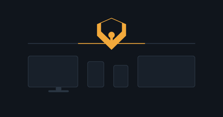 A shield above a phone, tablet, laptop and television, representing an encrypted connection